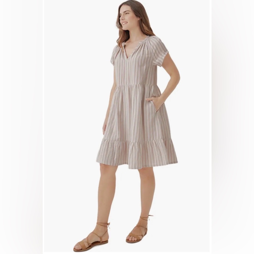 Pact Organic Coastal Double Gauze Throw-And-Go Dress in Rockport Stripe - Picture 3 of 7